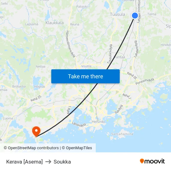 Kerava [Asema] to Soukka map