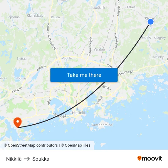 Nikkilä to Soukka map