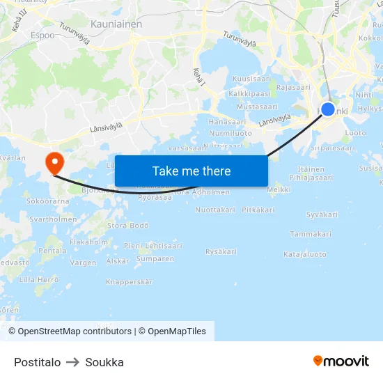 Postitalo to Soukka map