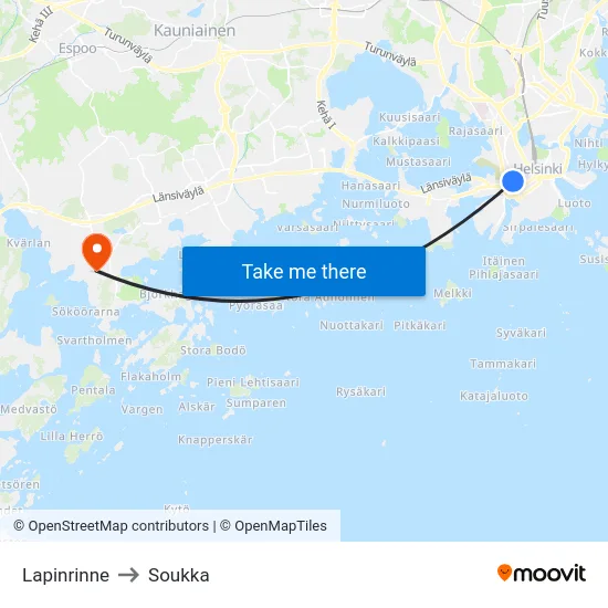 Lapinrinne to Soukka map