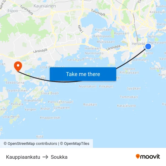 Kauppiaankatu to Soukka map
