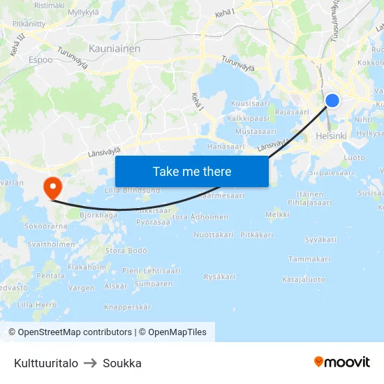 Kulttuuritalo to Soukka map