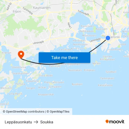 Leppäsuo Street to Soukka map