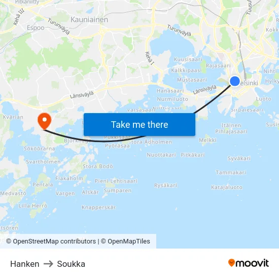 Hanken to Soukka map