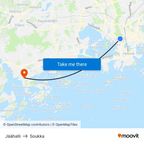 Jäähalli to Soukka map