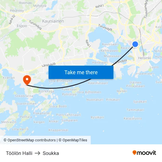 Toolo Hall to Soukka map