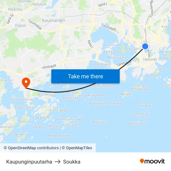 Kaupunginpuutarha to Soukka map