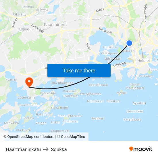 Haartmaninkatu to Soukka map