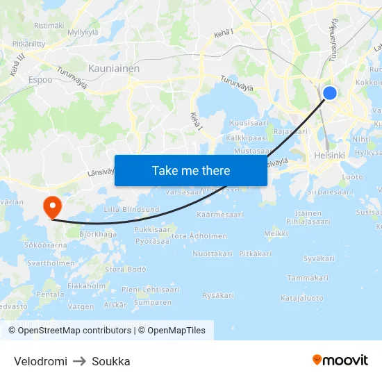 Velodrome to Soukka map