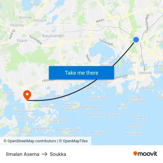 Ilmalan Asema to Soukka map