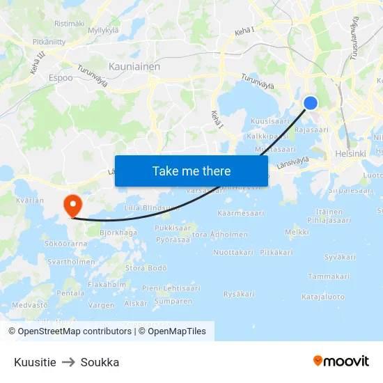 Kuusitie to Soukka map