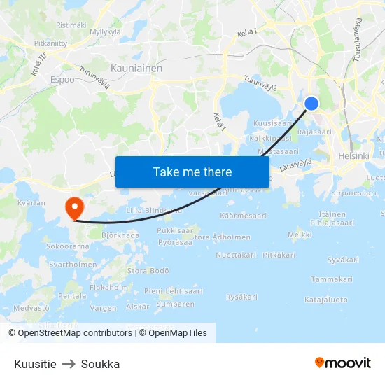 Kuusitie to Soukka map