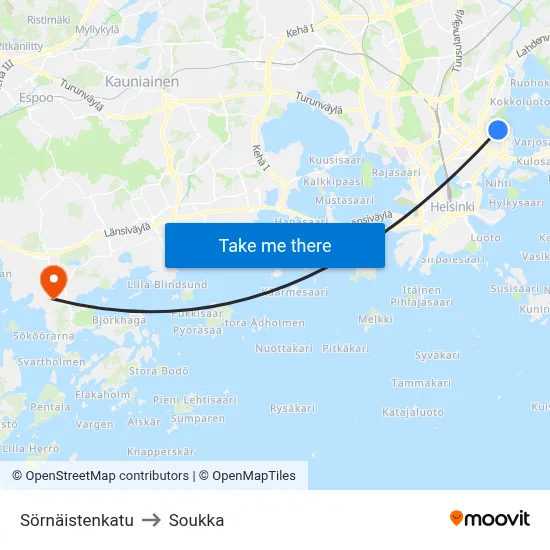 Sornainen Street to Soukka map