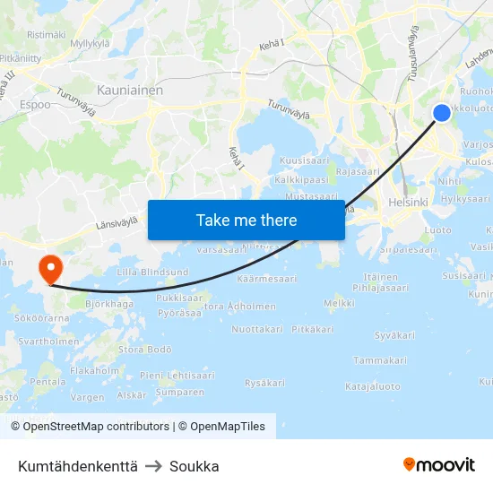 Kumtähti Field to Soukka map