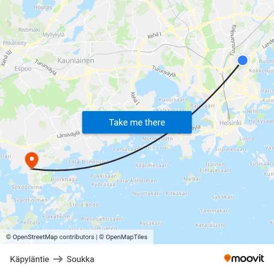Käpyläntie to Soukka map
