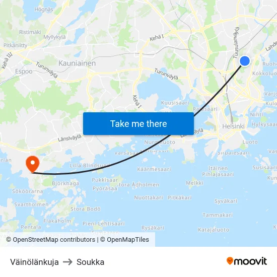Väinölänkuja Lane to Soukka map