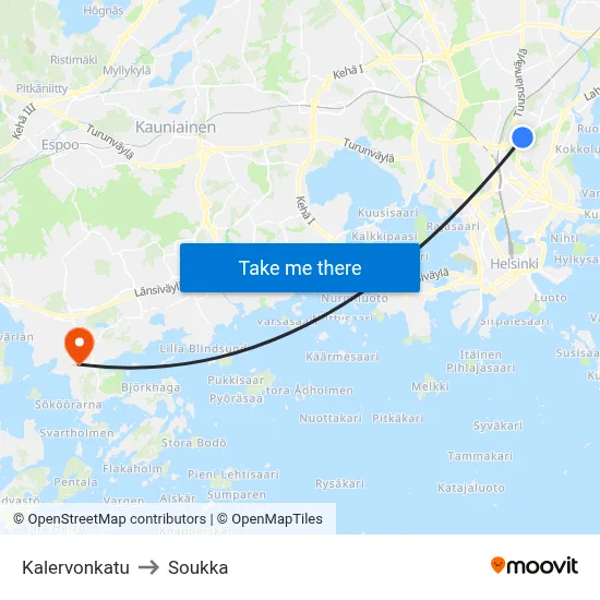 Kalervonkatu Street to Soukka map