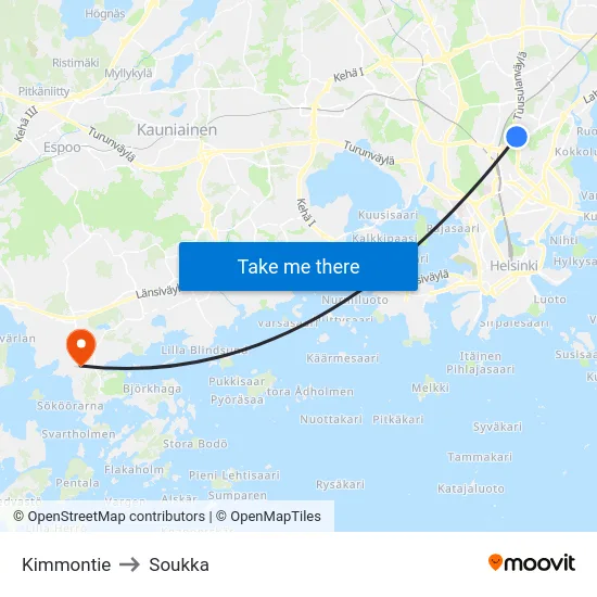 Kimmontie to Soukka map