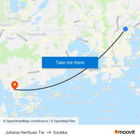 Juhana Herttuan Tie to Soukka map