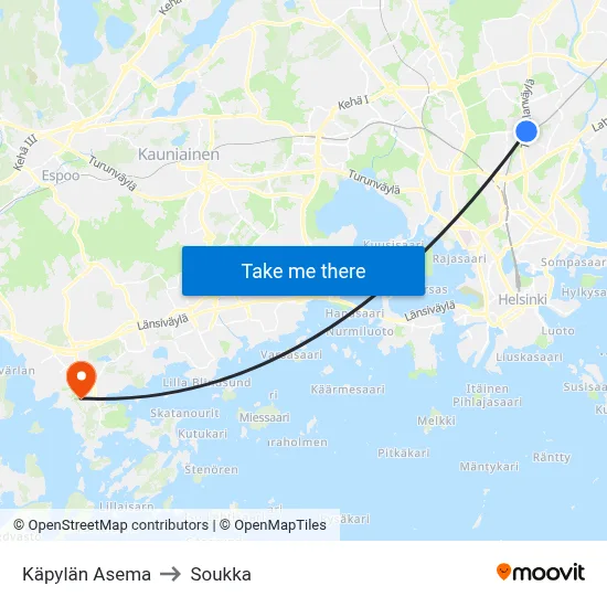 Käpylä Station to Soukka map