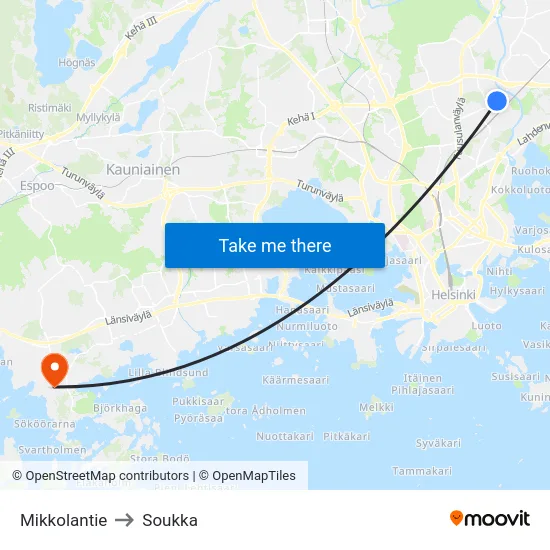 Mikkolantie to Soukka map