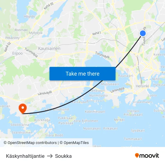 Käskynhaltijantie to Soukka map