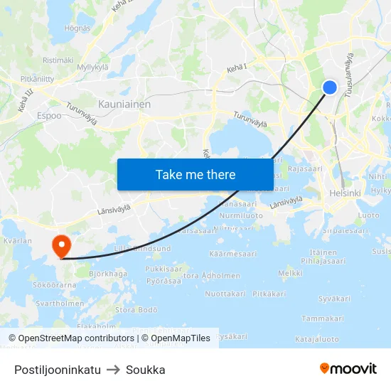 Postiljooninkatu to Soukka map