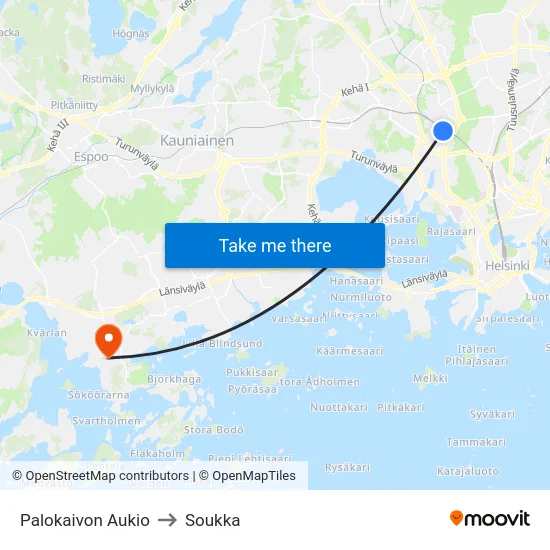 Palokaivon Aukio to Soukka map