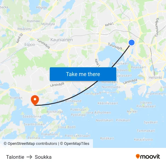 Talontie to Soukka map