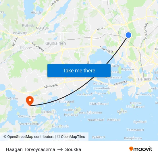 Haagan Terveysasema to Soukka map