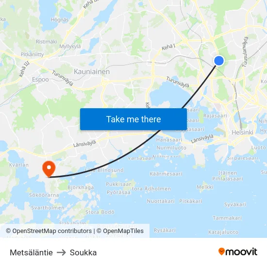 Metsäläntie to Soukka map