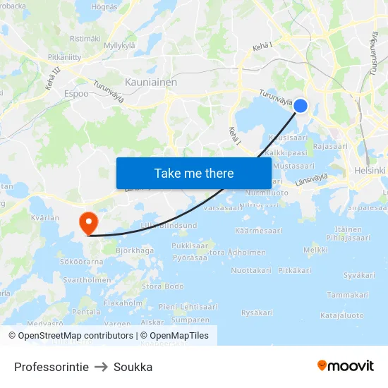 Professorintie to Soukka map