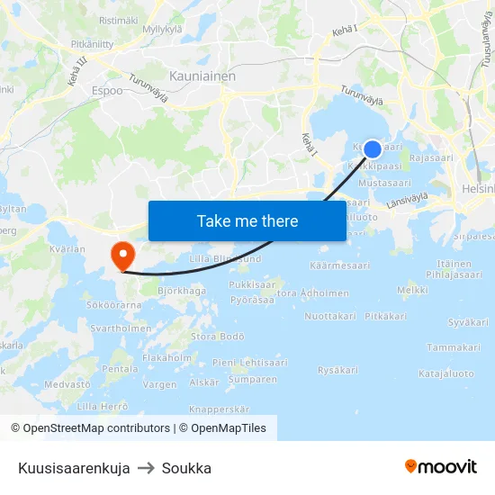Kuusisaarenkuja to Soukka map