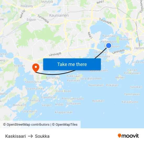 Kaskisaari to Soukka map