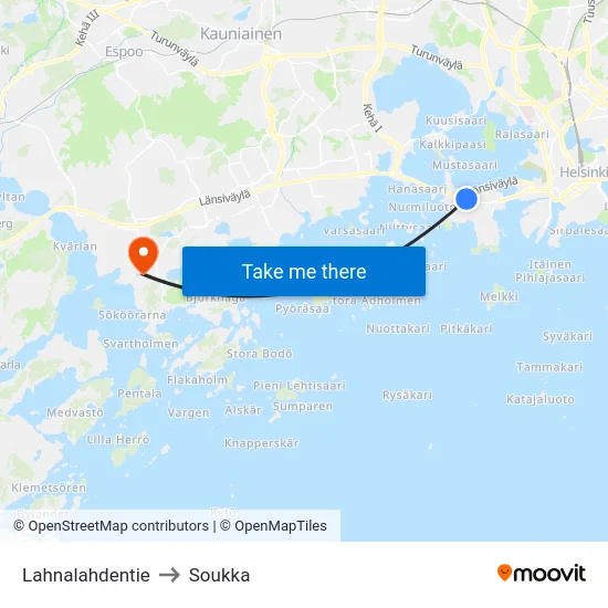 Lahnalahdentie to Soukka map