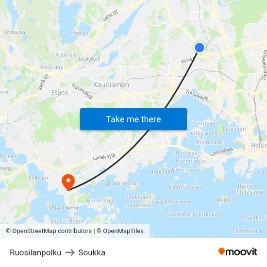 Ruosilanpolku to Soukka map