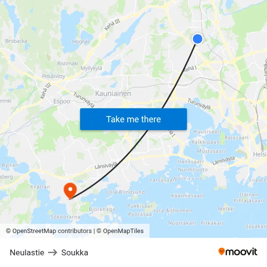 Neulastie to Soukka map