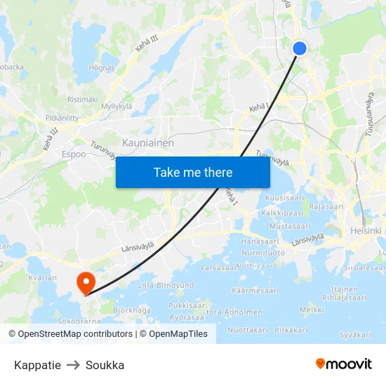 Kappatie to Soukka map