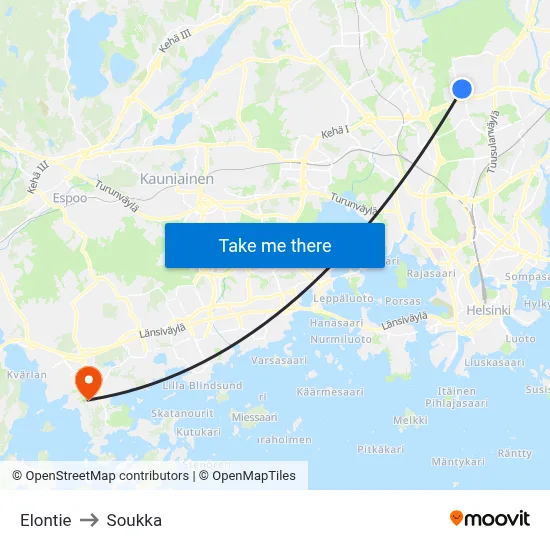 Elontie Road to Soukka map