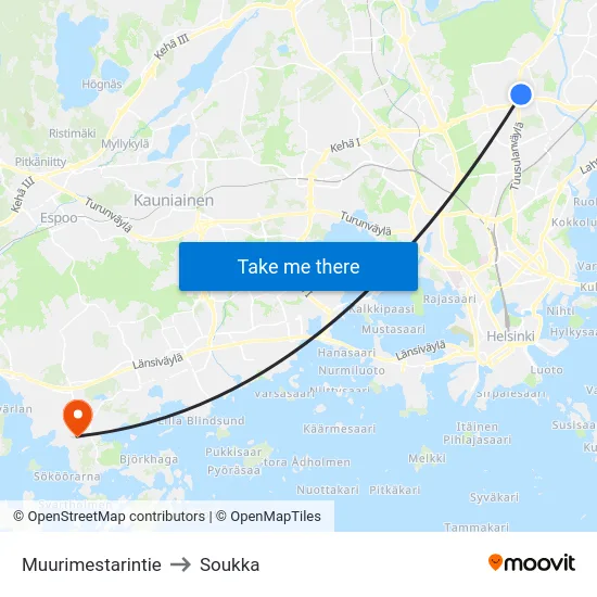 Muurimestarintie to Soukka map