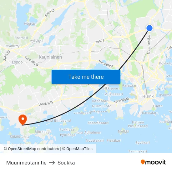 Muurimestarintie to Soukka map