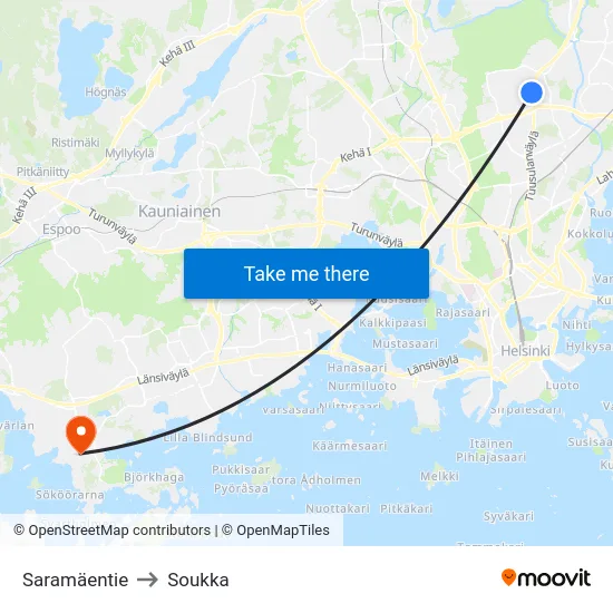 Saramäentie to Soukka map