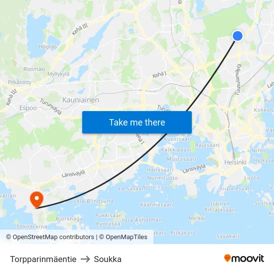 Torpparinmäentie to Soukka map