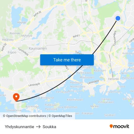 Yhdyskunnantie to Soukka map