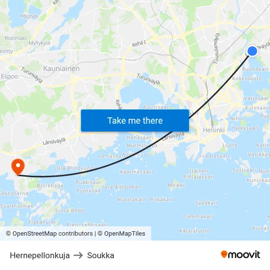 Hernepellonkuja to Soukka map
