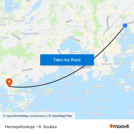 Hernepellonkuja to Soukka map