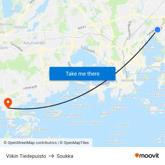 Viikki Science Park to Soukka map