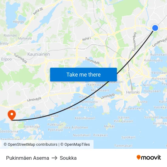 Pukinmäen Asema to Soukka map