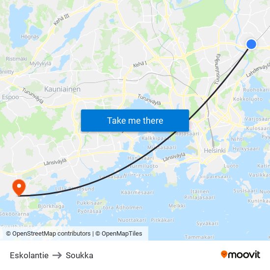 Eskolantie to Soukka map