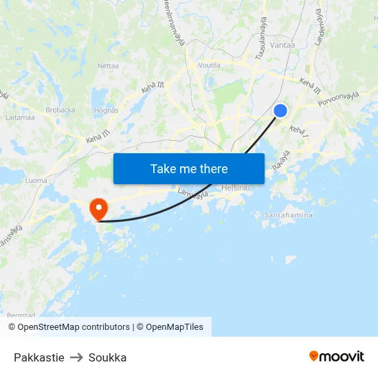 Pakkastie Road to Soukka map